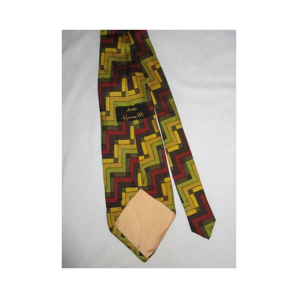 Vintage 1960's Hermitt Geometric Print Italian Silk Necktie Mid-Century - Picture 3 of 5